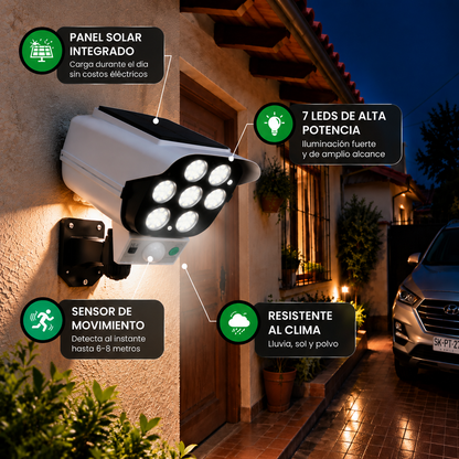 FOCO SOLAR TIPO CAMARA CON CONTROL REMOTO